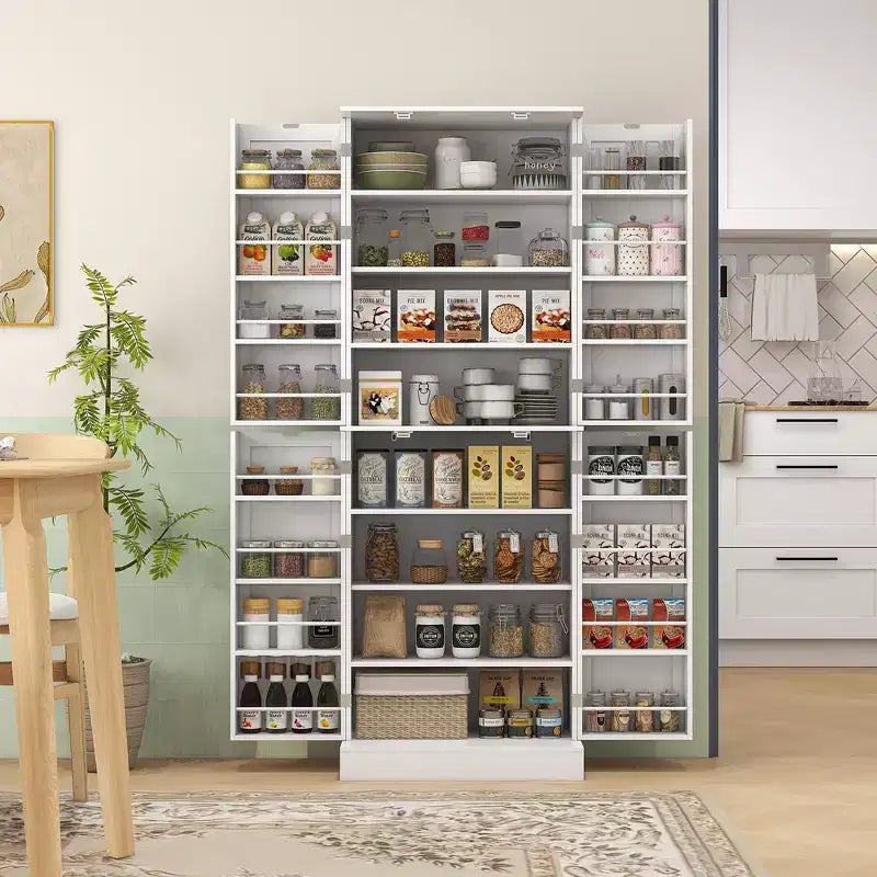 HOMCOM Armoire de cuisine 65", Meuble de rangement moderne avec portes et étagères, Buffet autoportant pour salle à manger