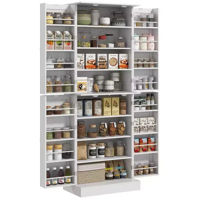 HOMCOM Armoire de cuisine 65", Meuble de rangement moderne avec portes et étagères, Buffet autoportant pour salle à manger