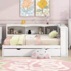 Lit de repos double avec lit gigogne/2 tiroirs, armoires de rangement et ports USB 4B - ModernLuxe