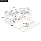 Lit de repos double avec lit gigogne/2 tiroirs, armoires de rangement et ports USB 4B - ModernLuxe