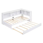 Lit de repos double avec lit gigogne/2 tiroirs, armoires de rangement et ports USB 4B - ModernLuxe