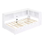 Lit de repos double avec lit gigogne/2 tiroirs, armoires de rangement et ports USB 4B - ModernLuxe