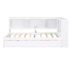 Lit de repos double avec lit gigogne/2 tiroirs, armoires de rangement et ports USB 4B - ModernLuxe
