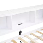 Lit de repos double avec lit gigogne/2 tiroirs, armoires de rangement et ports USB 4B - ModernLuxe