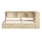 Lit de repos double avec lit gigogne/2 tiroirs, armoires de rangement et ports USB 4B - ModernLuxe