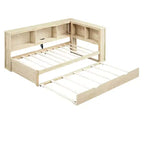 Lit de repos double avec lit gigogne/2 tiroirs, armoires de rangement et ports USB 4B - ModernLuxe