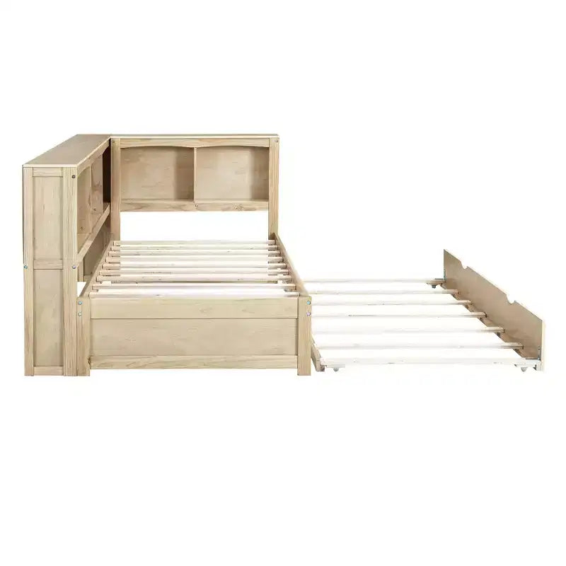 Lit de repos double avec lit gigogne/2 tiroirs, armoires de rangement et ports USB 4B - ModernLuxe