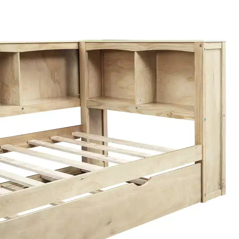 Lit de repos double avec lit gigogne/2 tiroirs, armoires de rangement et ports USB 4B - ModernLuxe