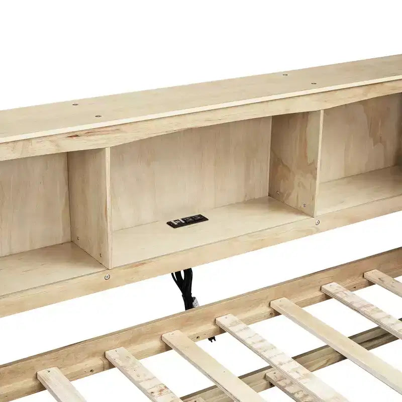 Lit de repos double avec lit gigogne/2 tiroirs, armoires de rangement et ports USB 4B - ModernLuxe