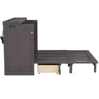 Lit escamotable en bois taille Queen/Full ModernLuxe, armoire-lit pliable peu encombrante avec station de recharge USB et tiroirs de rangement
