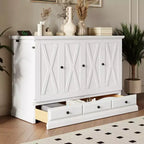 Lit escamotable en bois taille Queen/Full ModernLuxe, armoire-lit pliable peu encombrante avec station de recharge USB et tiroirs de rangement
