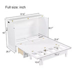 Lit escamotable en bois taille Queen/Full ModernLuxe, armoire-lit pliable peu encombrante avec station de recharge USB et tiroirs de rangement