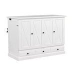 Lit escamotable en bois taille Queen/Full ModernLuxe, armoire-lit pliable peu encombrante avec station de recharge USB et tiroirs de rangement