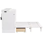 Lit escamotable en bois taille Queen/Full ModernLuxe, armoire-lit pliable peu encombrante avec station de recharge USB et tiroirs de rangement