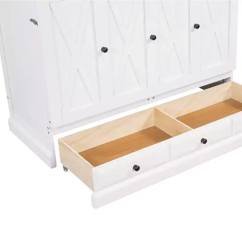 Lit escamotable en bois taille Queen/Full ModernLuxe, armoire-lit pliable peu encombrante avec station de recharge USB et tiroirs de rangement