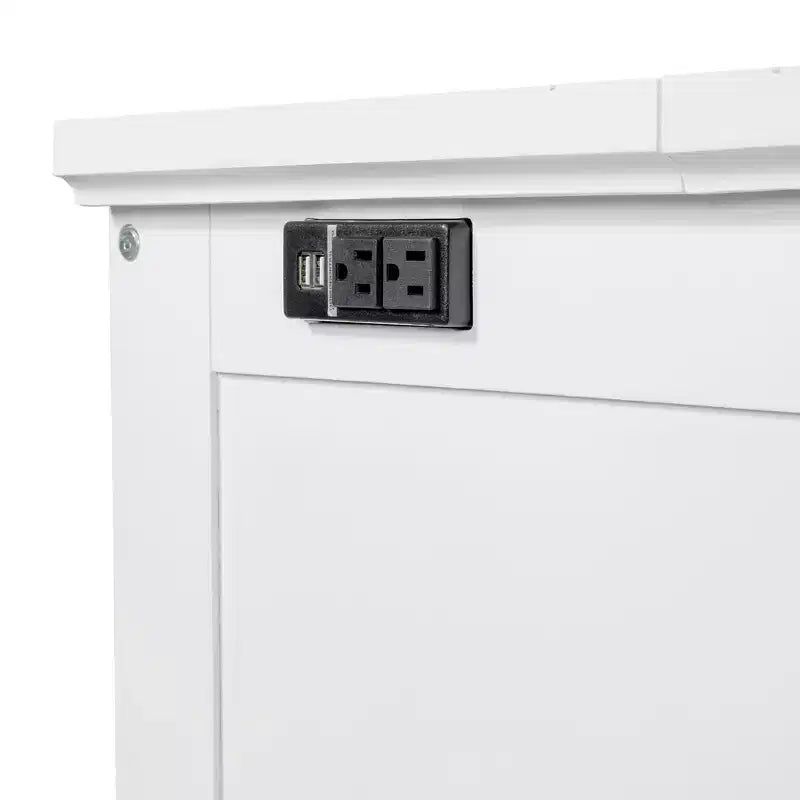 Lit escamotable en bois taille Queen/Full ModernLuxe, armoire-lit pliable peu encombrante avec station de recharge USB et tiroirs de rangement
