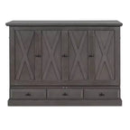 Lit escamotable en bois taille Queen/Full ModernLuxe, armoire-lit pliable peu encombrante avec station de recharge USB et tiroirs de rangement