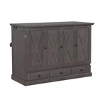 Lit escamotable en bois taille Queen/Full ModernLuxe, armoire-lit pliable peu encombrante avec station de recharge USB et tiroirs de rangement