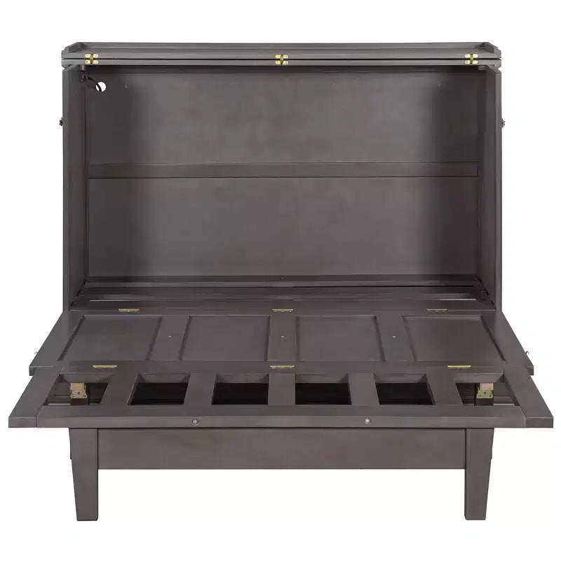 Lit escamotable en bois taille Queen/Full ModernLuxe, armoire-lit pliable peu encombrante avec station de recharge USB et tiroirs de rangement