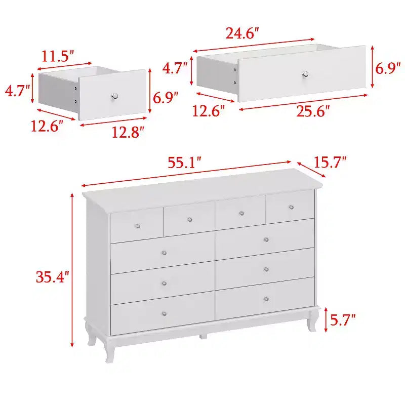 Commode à 10 tiroirs Famapy Polyvalente : Vaste espace de rangement, design élégant, idéale pour toutes les pièces