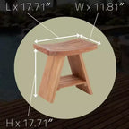 Tabouret de douche et de bain en teck nordique naturel avec siège incurvé et étagère - Beige