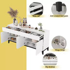 Famapy Buffet/Bahut Moderne Blanc 4 Portes Avec 4 Tiroirs de Rangement