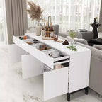 Famapy Buffet/Bahut Moderne Blanc 4 Portes Avec 4 Tiroirs de Rangement