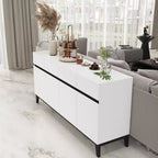Famapy Buffet/Bahut Moderne Blanc 4 Portes Avec 4 Tiroirs de Rangement
