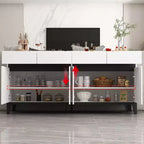 Famapy Buffet/Bahut Moderne Blanc 4 Portes Avec 4 Tiroirs de Rangement