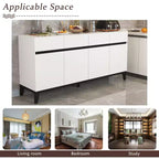 Famapy Buffet/Bahut Moderne Blanc 4 Portes Avec 4 Tiroirs de Rangement
