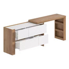 Table de Maquillage Rotative Famapy Marron et Blanc avec Tiroirs de Rangement