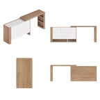 Table de Maquillage Rotative Famapy Marron et Blanc avec Tiroirs de Rangement