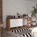 Table de Maquillage Rotative Famapy Marron et Blanc avec Tiroirs de Rangement