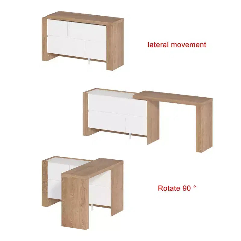 Table de Maquillage Rotative Famapy Marron et Blanc avec Tiroirs de Rangement
