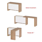 Table de Maquillage Rotative Famapy Marron et Blanc avec Tiroirs de Rangement