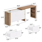 Table de Maquillage Rotative Famapy Marron et Blanc avec Tiroirs de Rangement