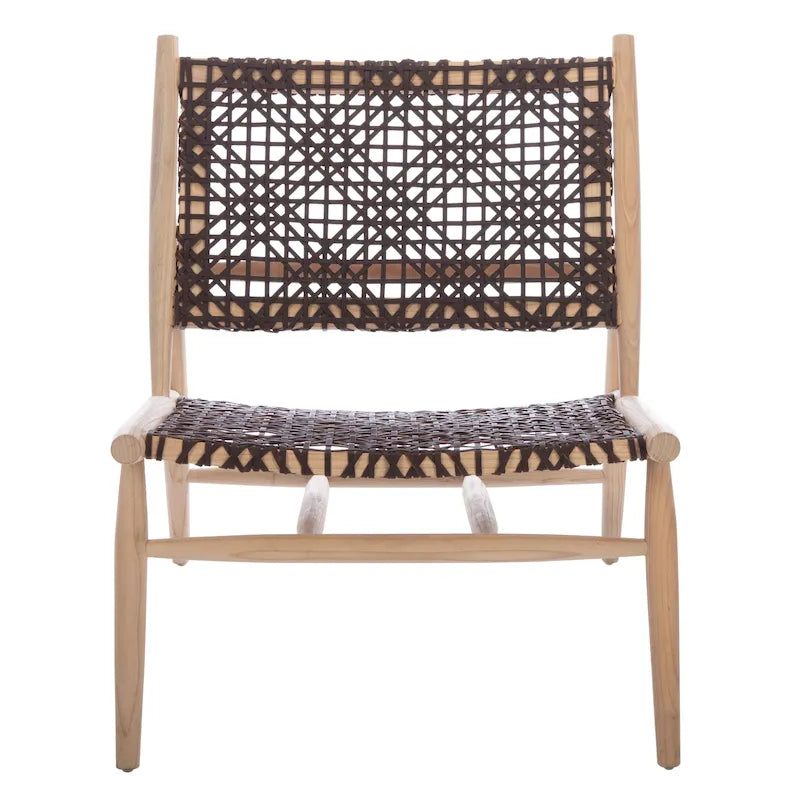 SAFAVIEH Queenie Bandelier, fauteuil d'appoint carré en cuir tressé à dossier ouvert - 26 L x 32 P x 31 H - 26Lx31Px31H