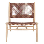 SAFAVIEH Queenie Bandelier, fauteuil d'appoint carré en cuir tressé à dossier ouvert - 26 L x 32 P x 31 H - 26Lx31Px31H