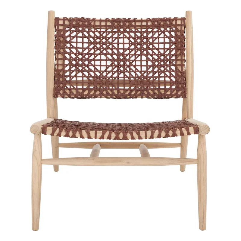 SAFAVIEH Queenie Bandelier, fauteuil d'appoint carré en cuir tressé à dossier ouvert - 26 L x 32 P x 31 H - 26Lx31Px31H
