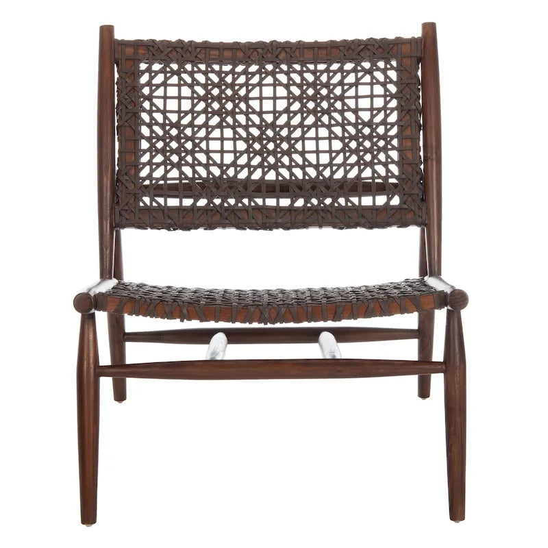 SAFAVIEH Queenie Bandelier, fauteuil d'appoint carré en cuir tressé à dossier ouvert - 26 L x 32 P x 31 H - 26Lx31Px31H