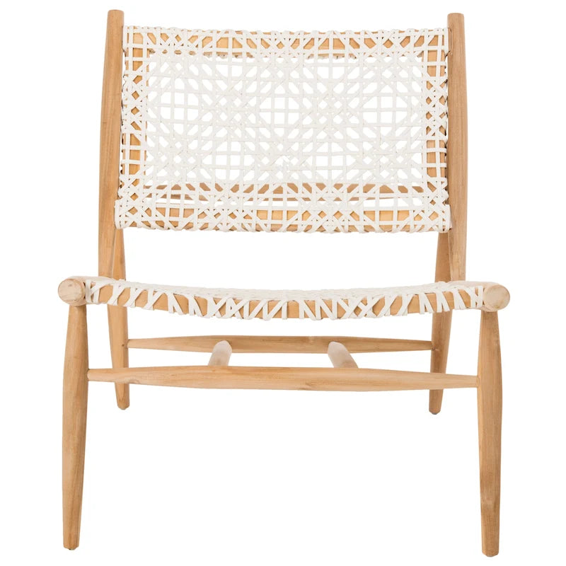 SAFAVIEH Queenie Bandelier, fauteuil d'appoint carré en cuir tressé à dossier ouvert - 26 L x 32 P x 31 H - 26Lx31Px31H