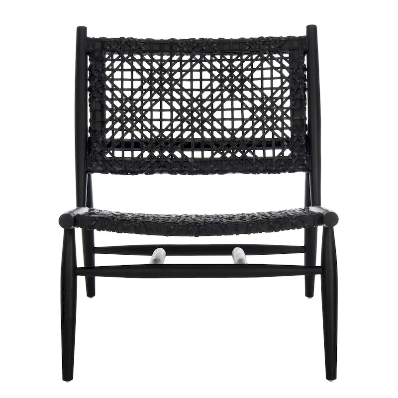 SAFAVIEH Queenie Bandelier, fauteuil d'appoint carré en cuir tressé à dossier ouvert - 26 L x 32 P x 31 H - 26Lx31Px31H