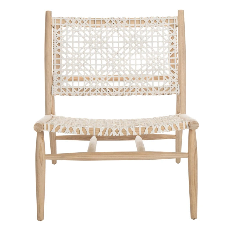 SAFAVIEH Queenie Bandelier, fauteuil d'appoint carré en cuir tressé à dossier ouvert - 26 L x 32 P x 31 H - 26Lx31Px31H