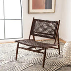 SAFAVIEH Queenie Bandelier, fauteuil d'appoint carré en cuir tressé à dossier ouvert - 26 L x 32 P x 31 H - 26Lx31Px31H