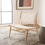 SAFAVIEH Queenie Bandelier, fauteuil d'appoint carré en cuir tressé à dossier ouvert - 26 L x 32 P x 31 H - 26Lx31Px31H