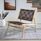 SAFAVIEH Queenie Bandelier, fauteuil d'appoint carré en cuir tressé à dossier ouvert - 26 L x 32 P x 31 H - 26Lx31Px31H
