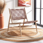 SAFAVIEH Queenie Bandelier, fauteuil d'appoint carré en cuir tressé à dossier ouvert - 26 L x 32 P x 31 H - 26Lx31Px31H