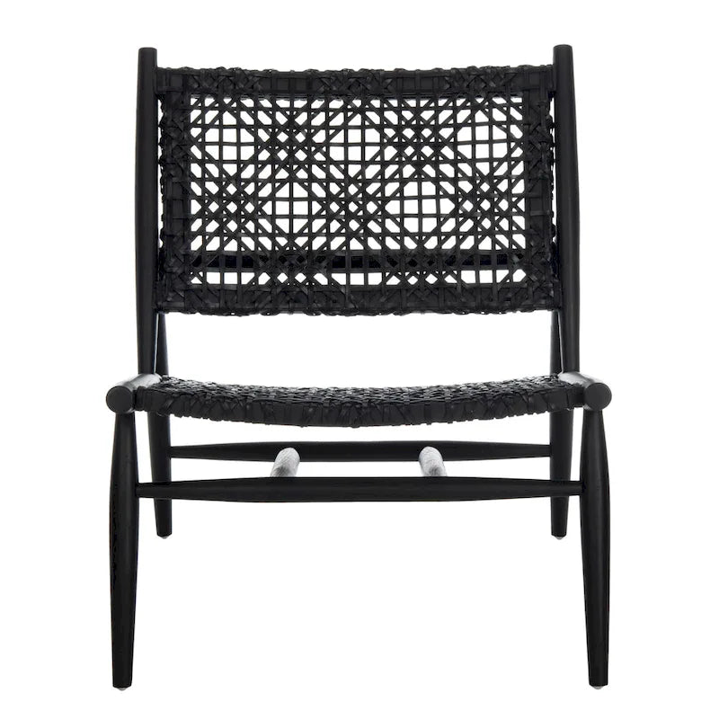 SAFAVIEH Queenie Bandelier, fauteuil d'appoint carré en cuir tressé à dossier ouvert - 26 L x 32 P x 31 H - 26Lx31Px31H