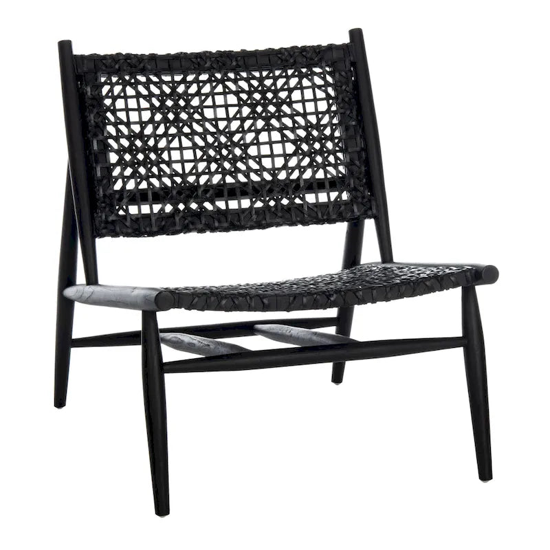 SAFAVIEH Queenie Bandelier, fauteuil d'appoint carré en cuir tressé à dossier ouvert - 26 L x 32 P x 31 H - 26Lx31Px31H