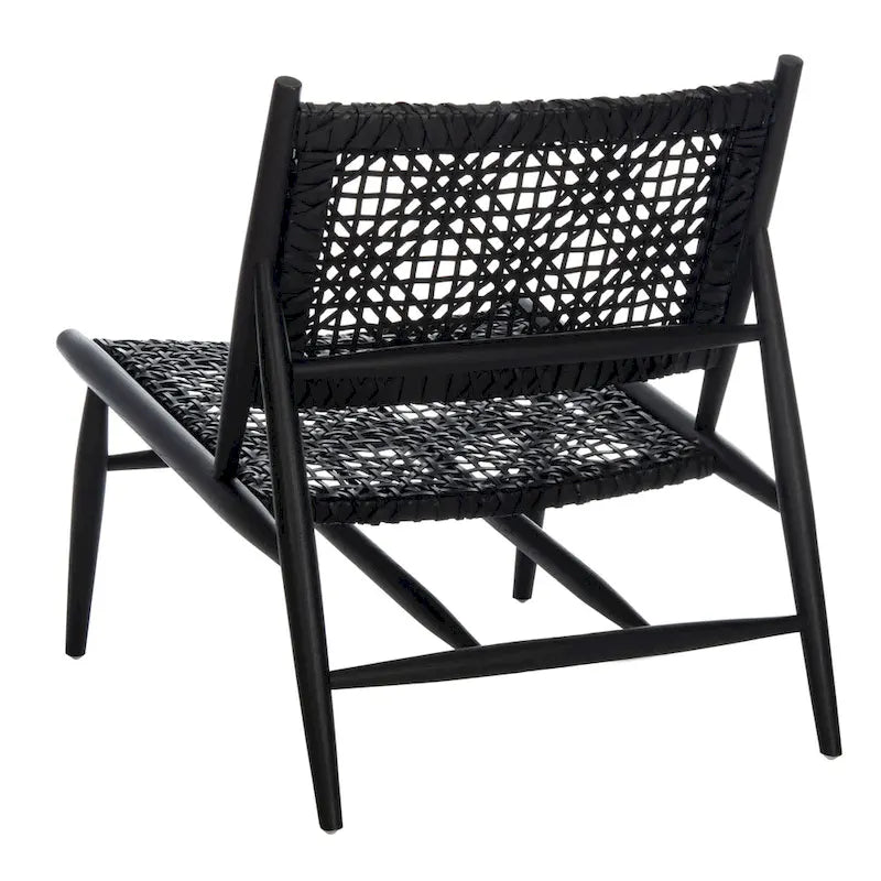 SAFAVIEH Queenie Bandelier, fauteuil d'appoint carré en cuir tressé à dossier ouvert - 26 L x 32 P x 31 H - 26Lx31Px31H